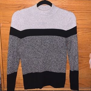 Gray and Black Colorblock Turtleneck